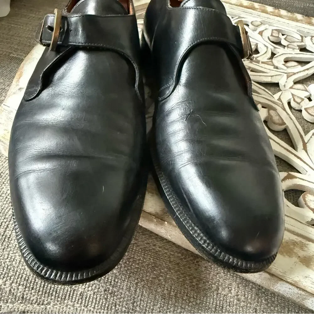 Salvatore Ferragamo Black Leather Buckle Shoes Men’s 9 E Wide
